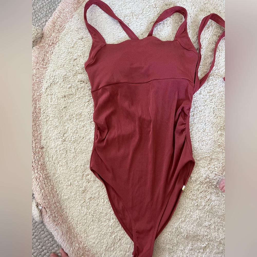 Summersalt Maternity Ribbed Cross Tie Back One Piece Swim Suit